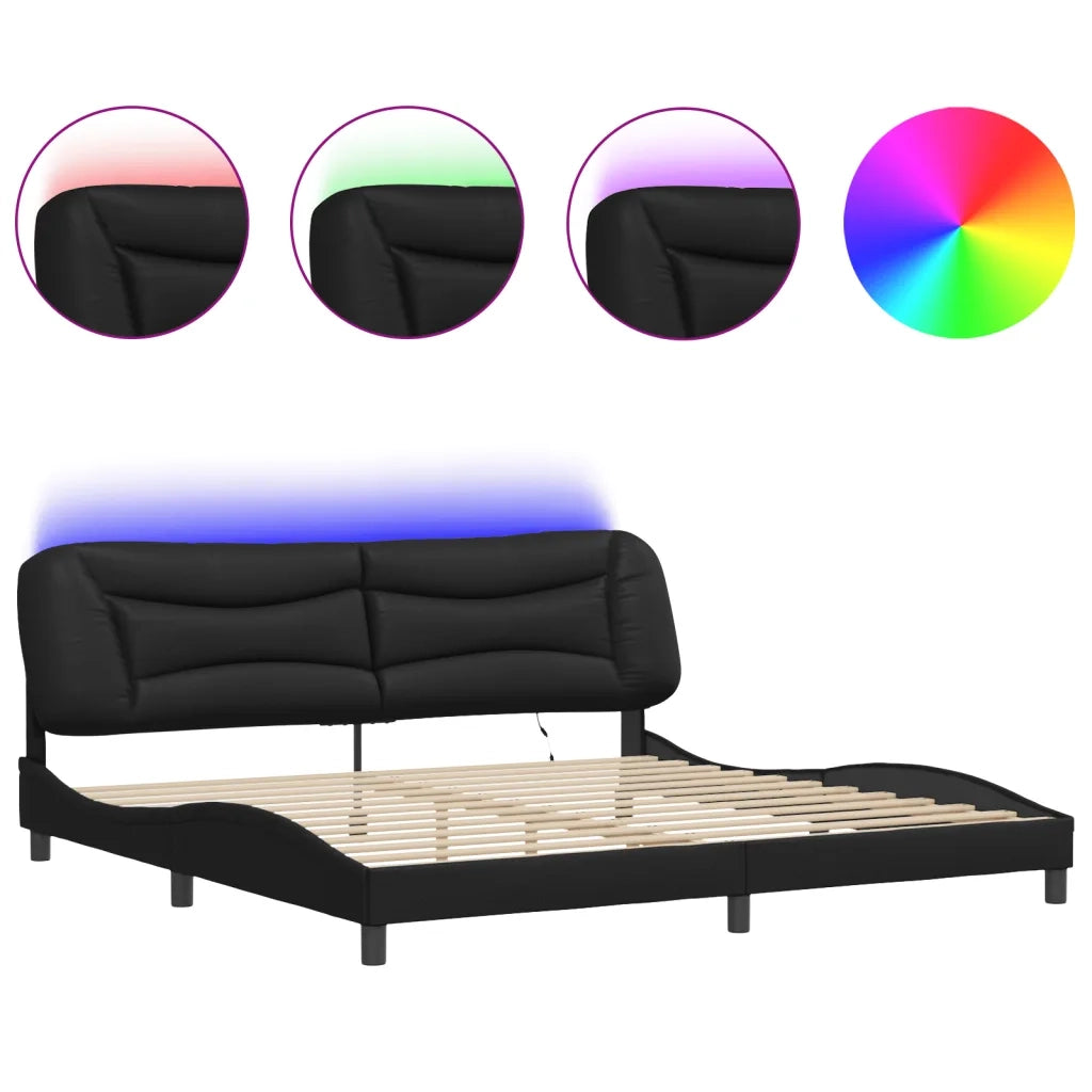 Giroletto con LED senza Materasso Hvar Nero 200x200 cm
