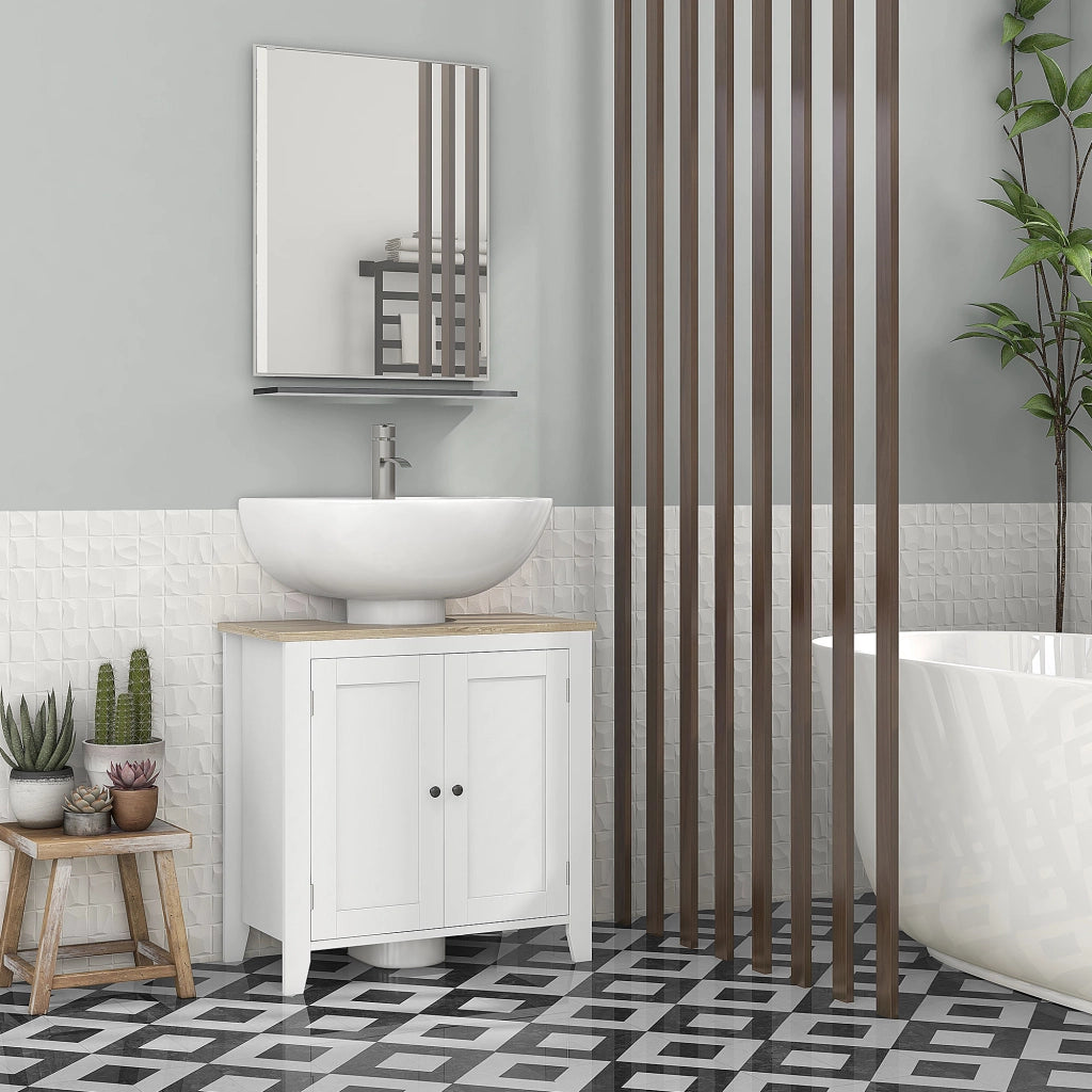 Mobile Sottolavabo con 2 Ante e Ripiano Regolabile ¨C Minimal ¨C 60x30x60 cm Bianco