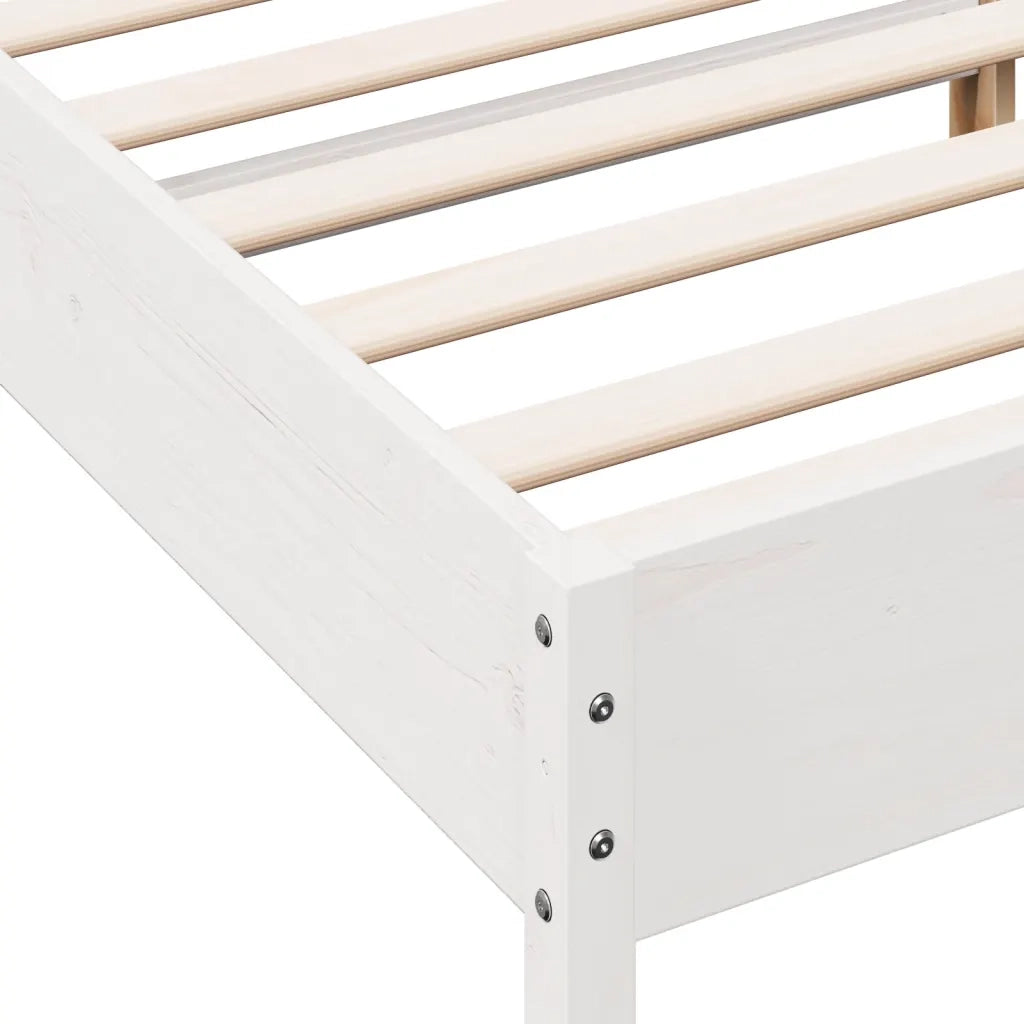 Letto senza Materasso-Struttura Letto Bianco 135x190 cm Legno Massello di Pino 652398
