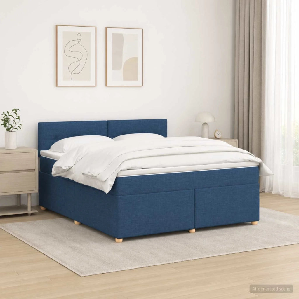 Letto box spring con materasso Blu 160 x 200 cm Tessuto 3452463