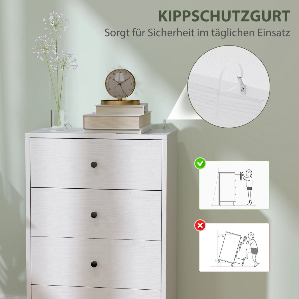 Cassettiera Sideboard con 7 Cassetti ¨C Minimal ¨C Legno Bianco 47x29x75 cm