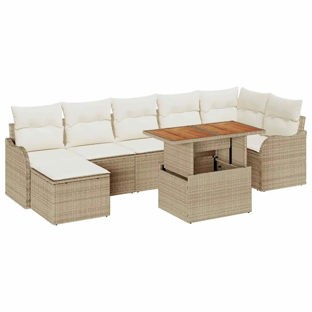 Set Divano da Giardino 8 pcs Beige Poly Rattan 3358227