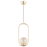 Lampada a sospensione Oval Alfa oro ambra vetro E14