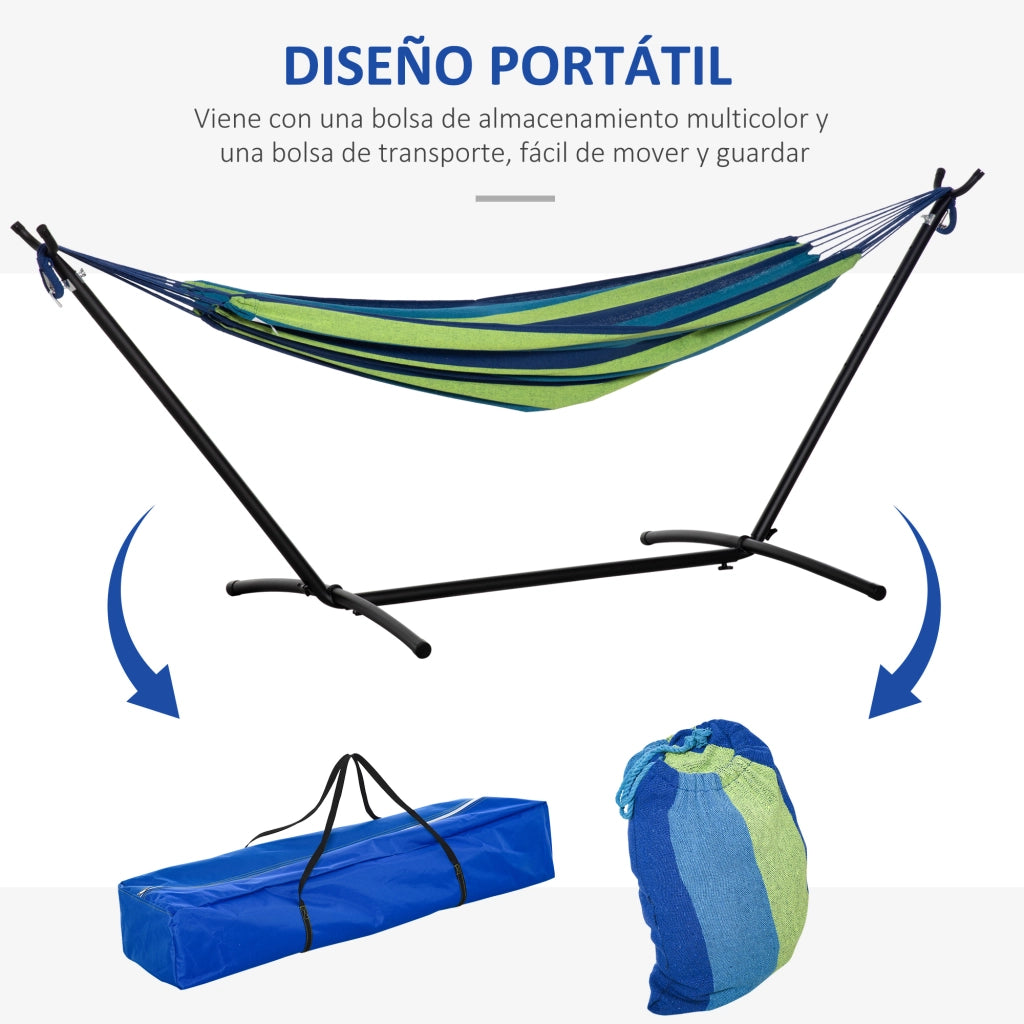 Amaca con supporto ¨C zephmum ¨C verde e blu 310x117 cm