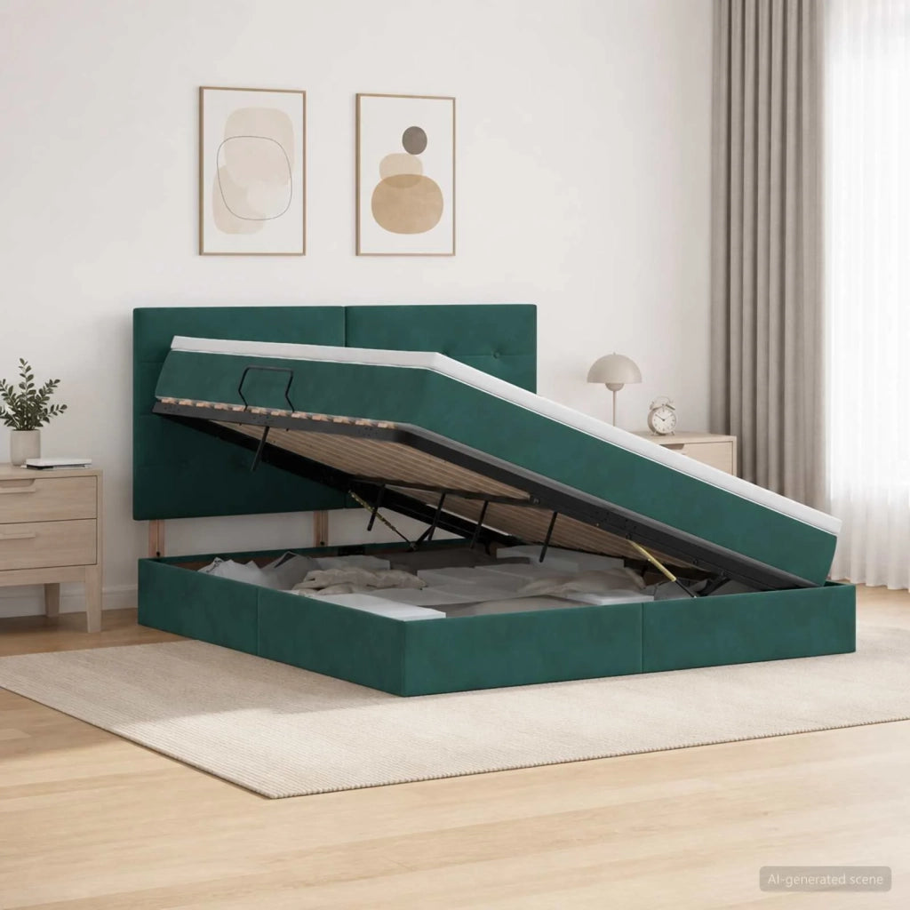Letto con contenitore LED e materasso Verde Scuro 180 x 200 cm 3460149