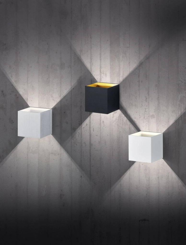 Applique cubo bi-direzionale, metallo, bianco, H 10 cm, Louis