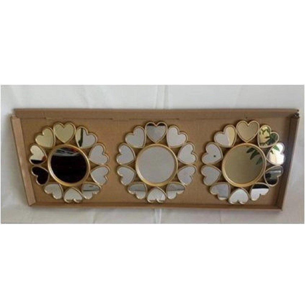 Trade Shop - Set 3 Pezzi Specchi Da Parete Decorativi Con Cuori Specchio 25 X 25 Cm 854118 -