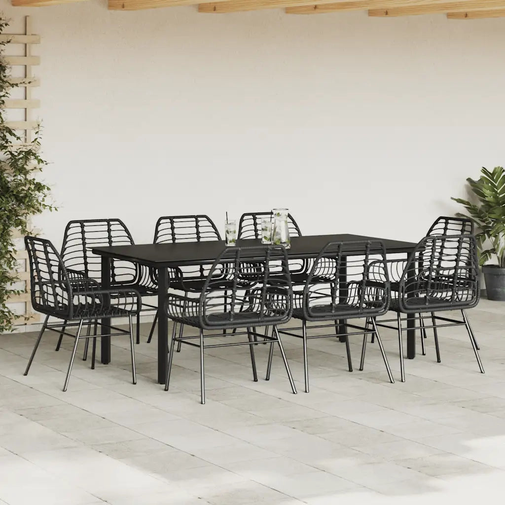 Set da Pranzo da Giardino 9 pz Polyrattan Vetro 3334540
