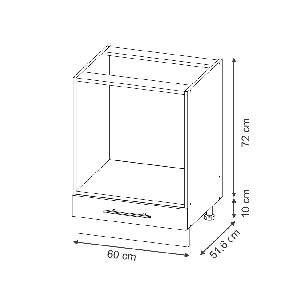 Mobile per forno da incasso Fame-Line Blu scuro lucido/Rovere dorato 60 cm, PL Rovere Vicco