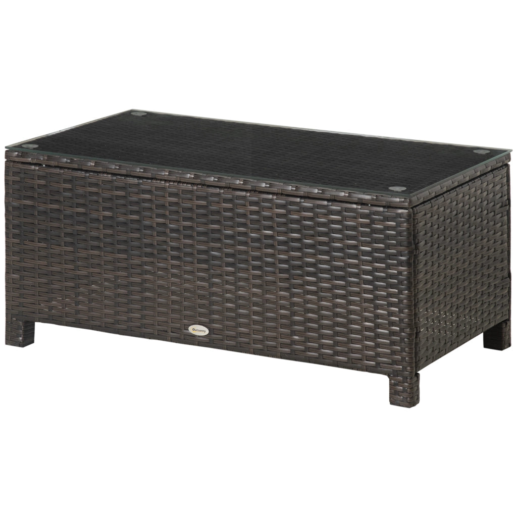 Tavolino da giardino in rattan con piano in vetro temperato ¨C Xylo ¨C 85x50x39 cm marrone