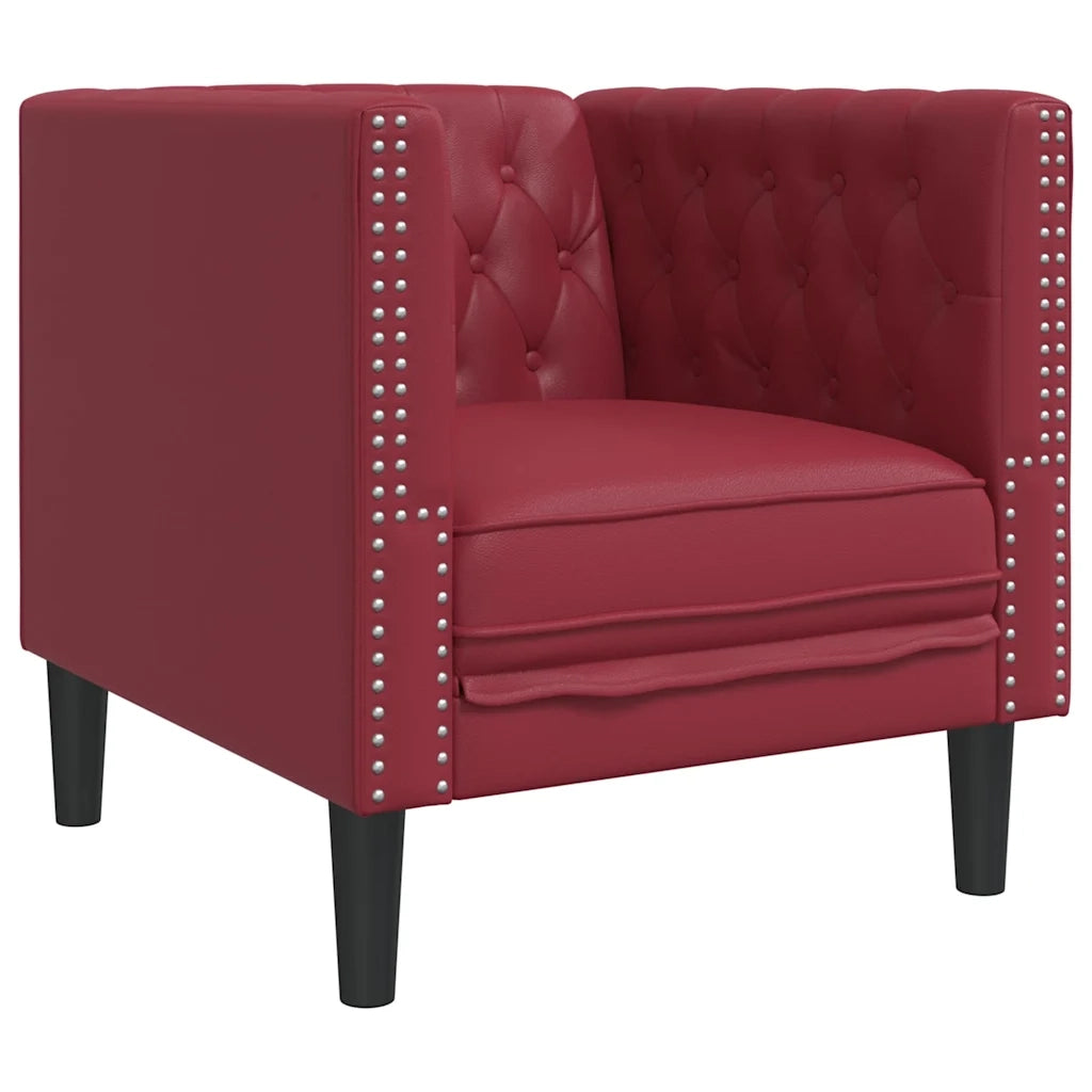 Sei Divani Chesterfield 3 pz Rosso Vino in Similpelle 3209271