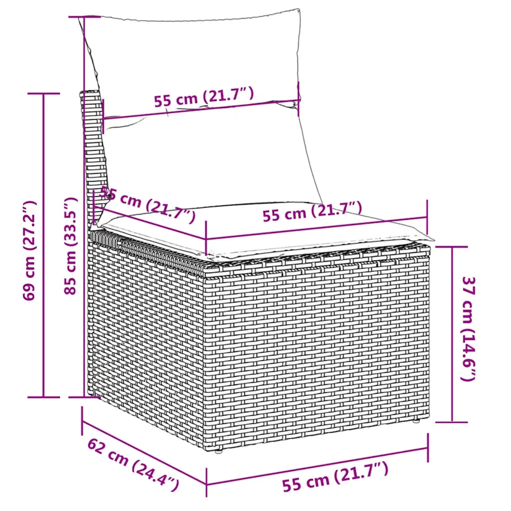 Set Divano da Giardino 5pz con Cuscini Grigio Chiaro Polyrattan
