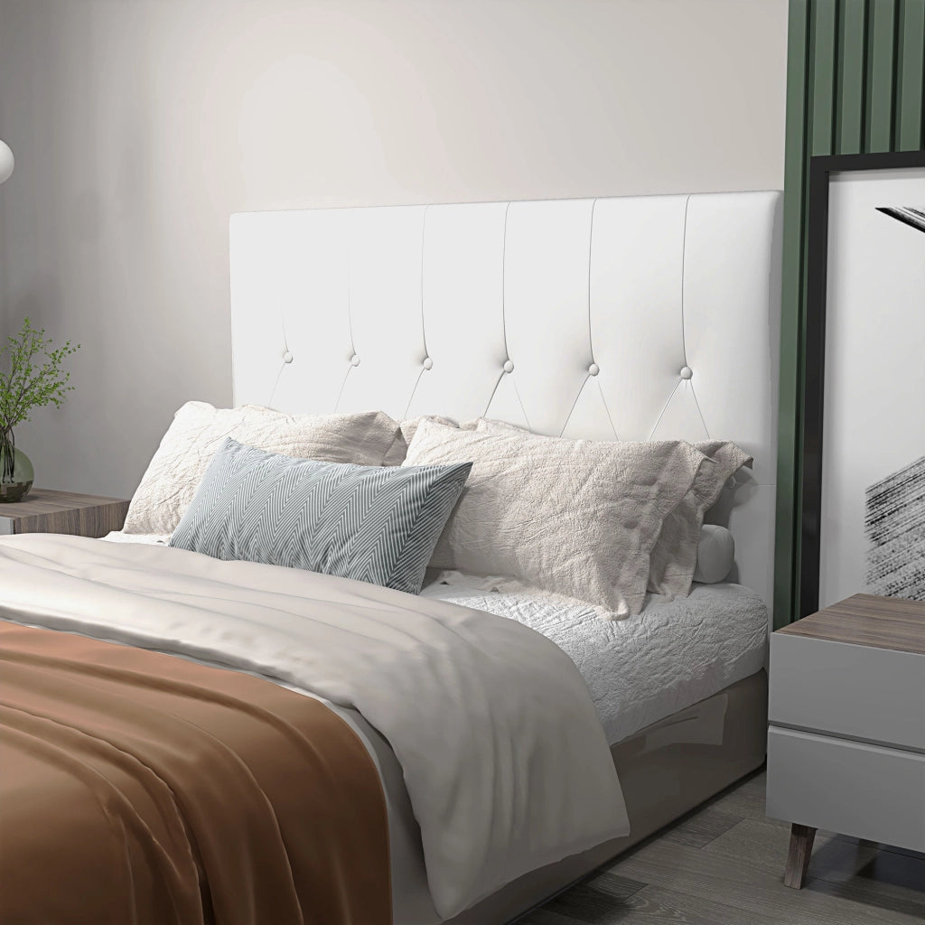 Testiera Letto Matrimoniale Imbottita con Bottoni ¨C Xylo ¨C Pelle PU Bianco 160x120 cm
