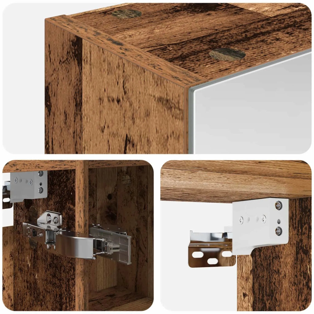 Mobiletto per specchio da Bagno | Armadio da bagno Legno vecchio 60 x 14,5 x 70 cm