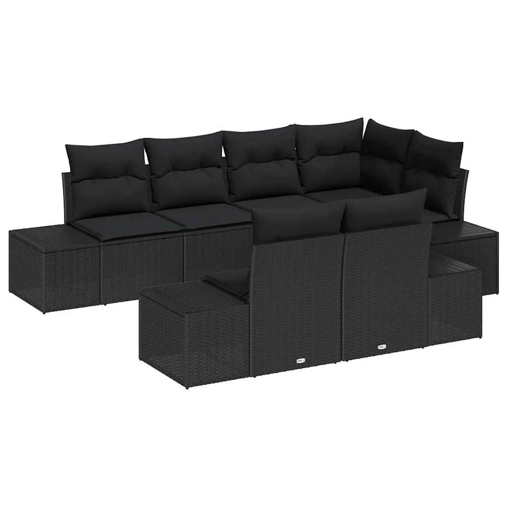 Set Divano da Giardino con archiviazione 7 pcs Nero polyrattan 3355772