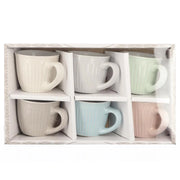SET 12 TAZZINE PASTEL DA CAFFÈ CON MANICO 90 ML 6 X 5,5H CM
