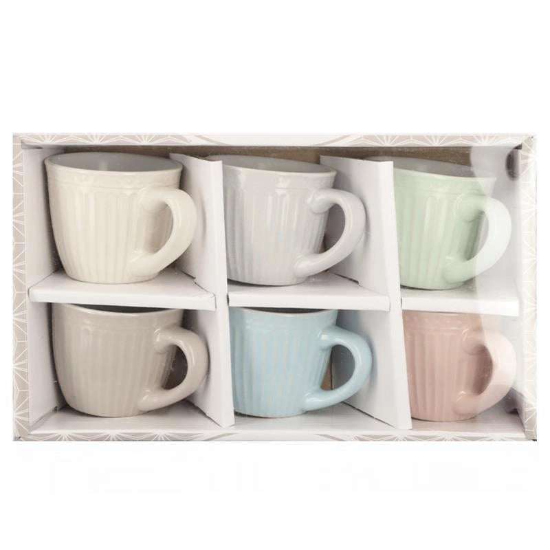 SET 12 TAZZINE PASTEL DA CAFFÈ CON MANICO 90 ML 6 X 5,5H CM