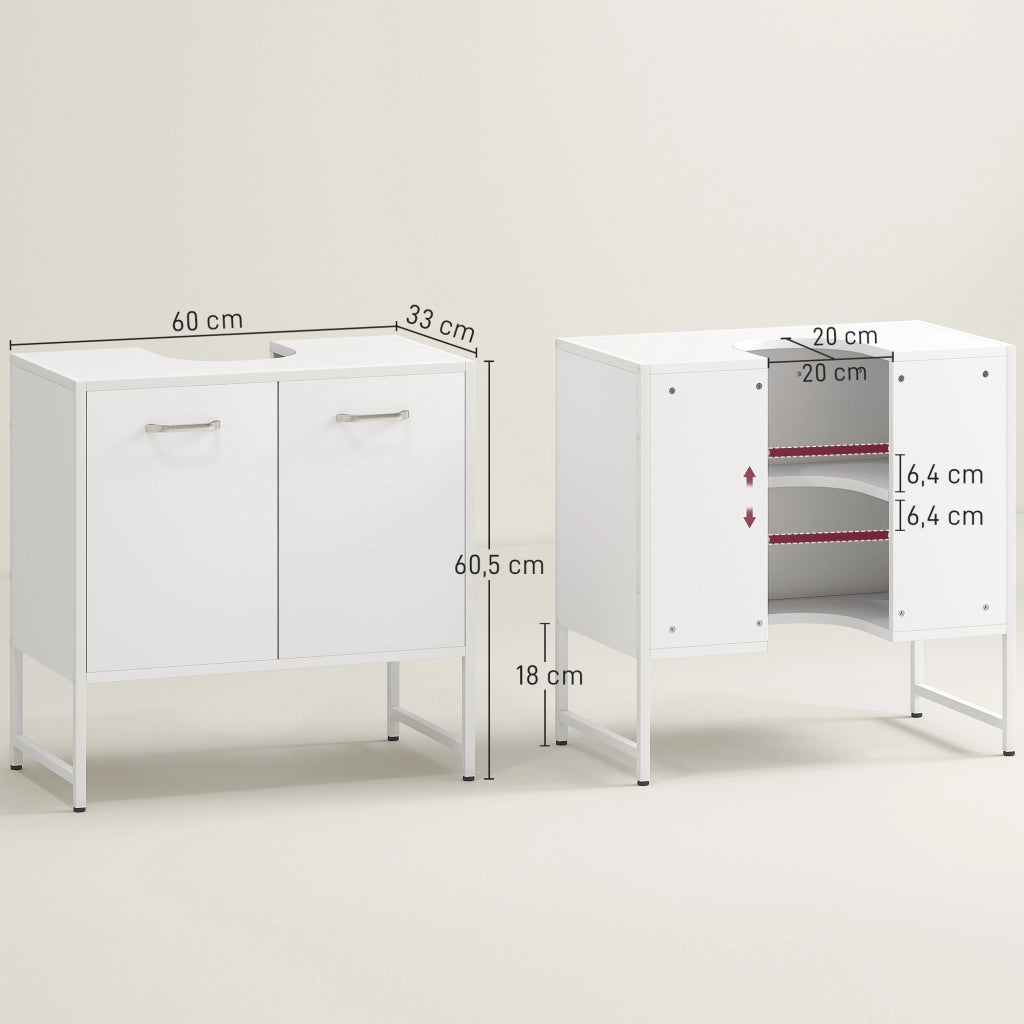 Mobile sottolavabo ¨C Xylo ¨C bianco con 2 ante e ripiano regolabile