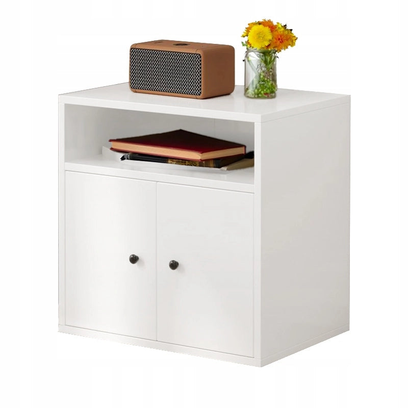 Libreria a colonna bianca con 2 ante, cassettiera, mobile, stile loft scandinavo moderno, robusta
