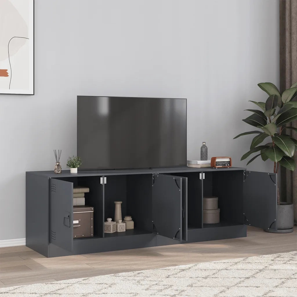 Mobili TV 2 pz-Set di 2 Credenza per TV Antracite 67x39x44 cm in Acciaio 225013