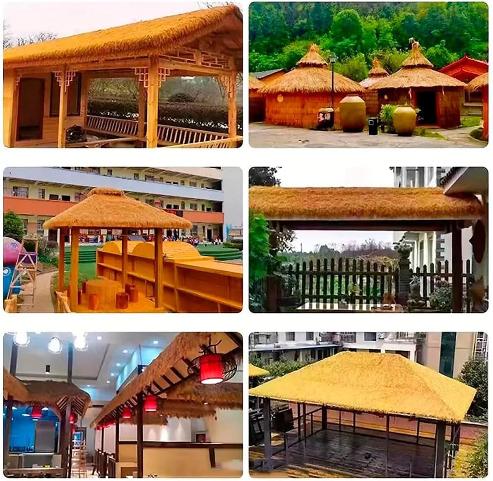 Paglia Sintetica su Rotolo Telo Pacciamatura 1x10 Mt Erba Finta Copri Tetto Tettoia Gazebo Bar