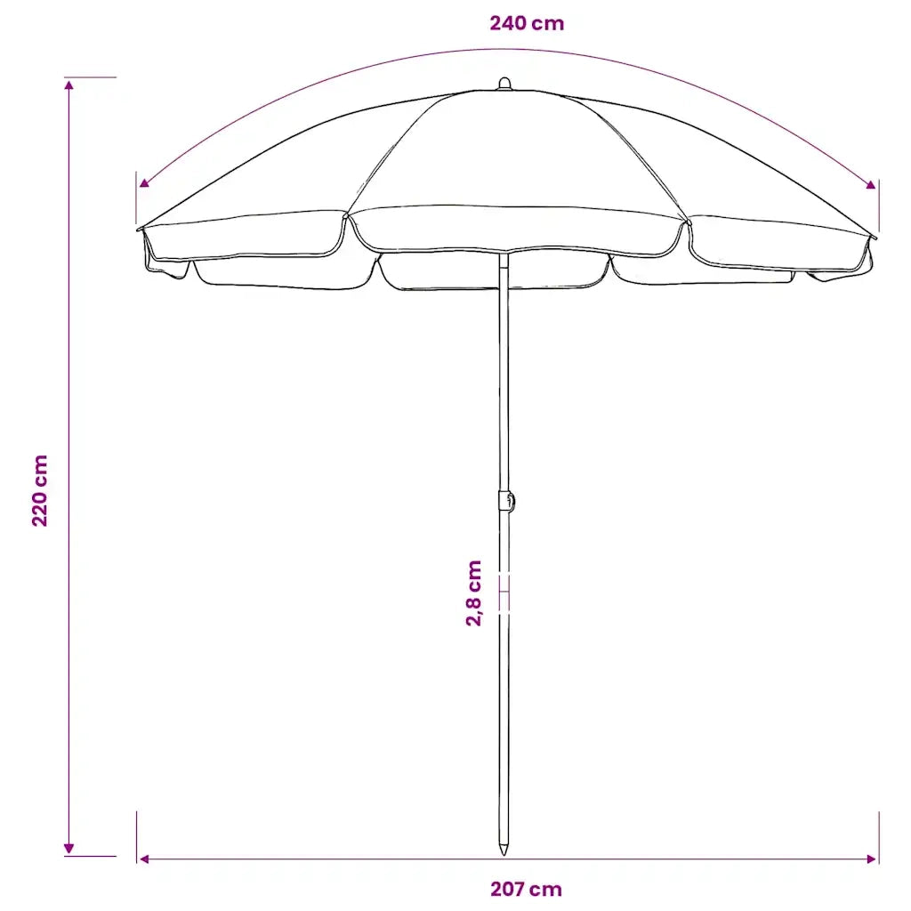 Ombrello | Parasolne da Spiaggia Blu 240 cm