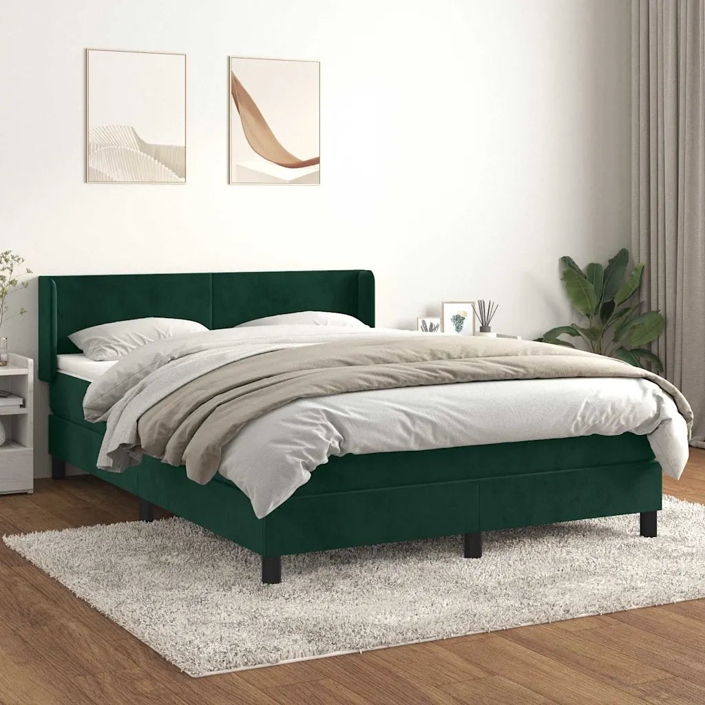 Giroletto a Molle con Materasso Verde Scuro 140x190 cm Velluto 3130838