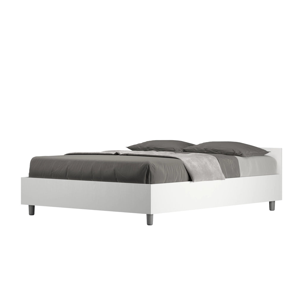 BS COM Letto matrimoniale francese contenitore 140x190 bianco frassino