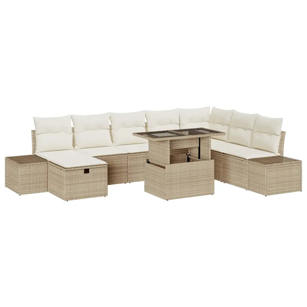 Set Divano da Giardino 11 pcs Beige Poly Rattan