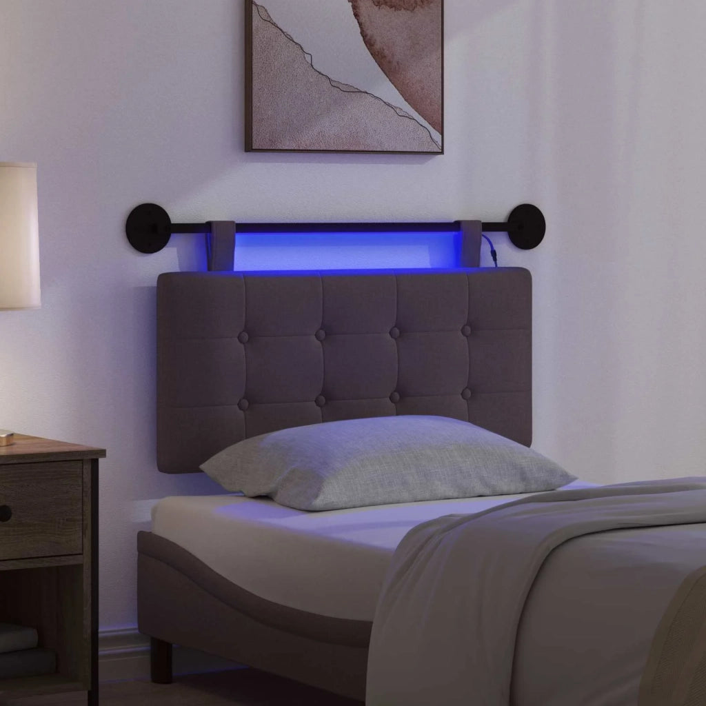 Testiera sospesa Con luce LED Marrone Scuro Tessuto 3424370