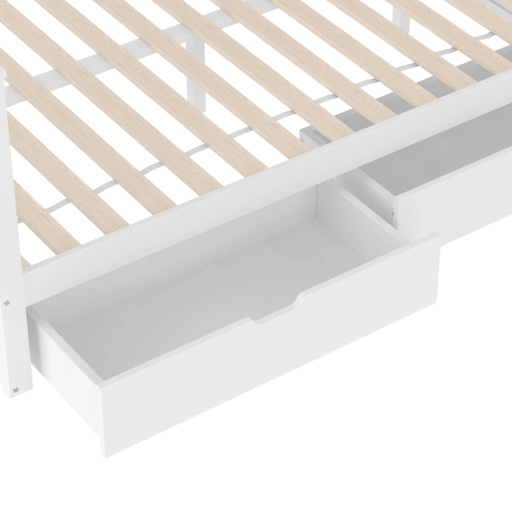 LETTO A CASTELLO 90x200/140x200 cm Bianco in legno di pino con cassetti