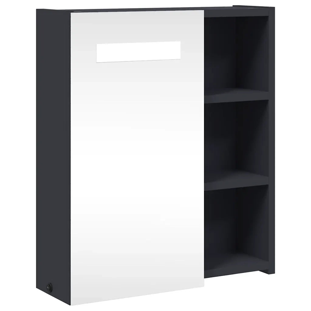 Armadietto Bagno | Armadio da bagno con Specchio e LED Grigio Chiaro 45x13x52 cm
