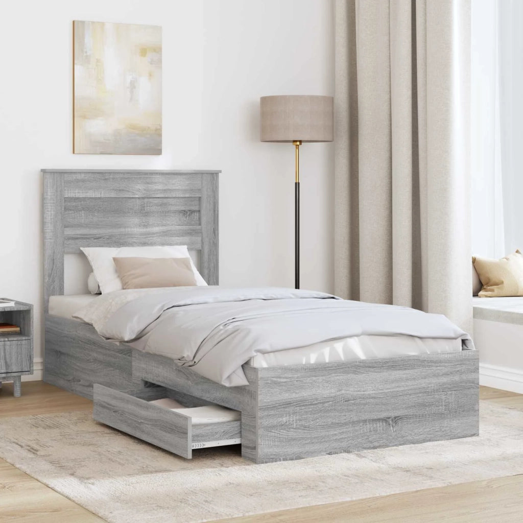 Struttura del letto Grigio Sonoma 90 x 200 cm Legno multistrato 3410040