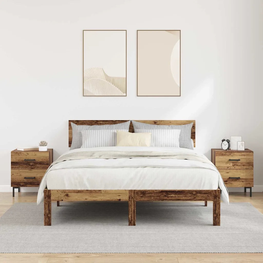 Set di 2 Comodini | Armadio da Notte | Mobiletto da notte Legno vecchio 40 x 35 x 47,5 cm