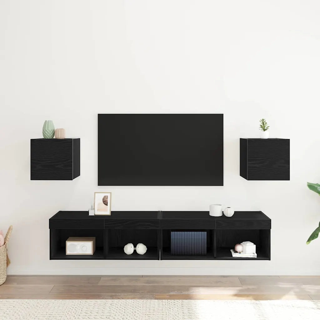 Mobile TV da parete 2 pcs Rovere Nero 30,5 x 30 x 30 cm 862577