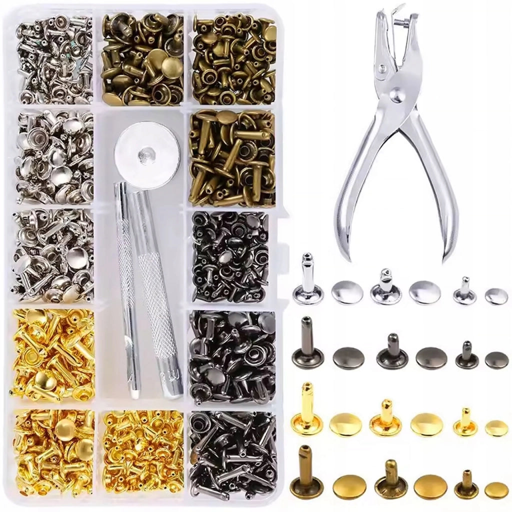 Set di Rivetti FixCraft 360Z – 360 Pezzi, 6–12 mm | Metallo Resistente | Per Pelle, Borse, Cinture, Fai da Te