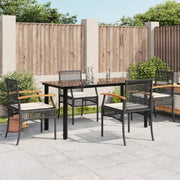 Set da Pranzo da Giardino 5 pz Nero con Cuscini in Polyrattan