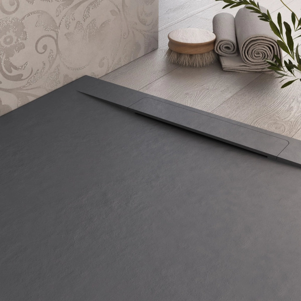 Piatto doccia in marmoresina grigio scuro effetto pietra cemento vincent, misura 80x170