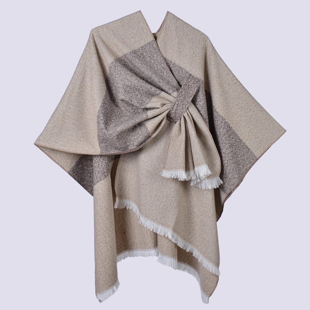 Sciarpa da donna, elegante mantello con cintura diagonale monocromatica