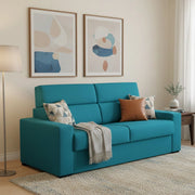 Marcon, Divano Letto 3 Posti Sfoderabile Made in Italy, 220x95 cm Azzurro