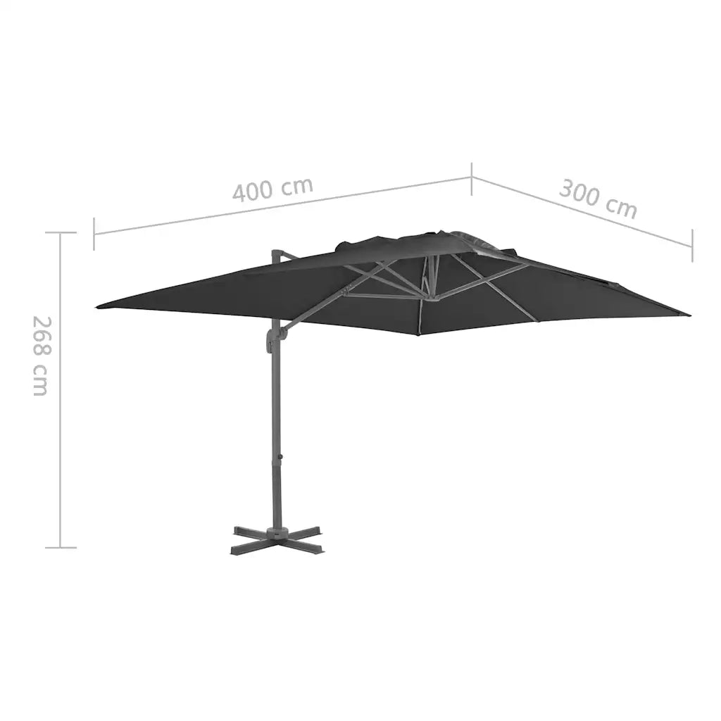 Ombrellone da giardino a sbalzo-Ombrello da Balcone con palo in alluminio 400x300 cm antracite