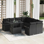 Set Divano da Giardino 9 pcs Nero Rattan in Polipropilene 3356996