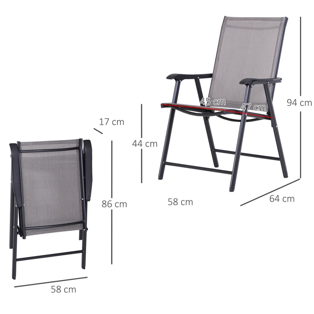 Sedia pieghevole con braccioli 2 pezzi per esterno ¨C Minimal ¨C metallo grigio 58x64x94 cm