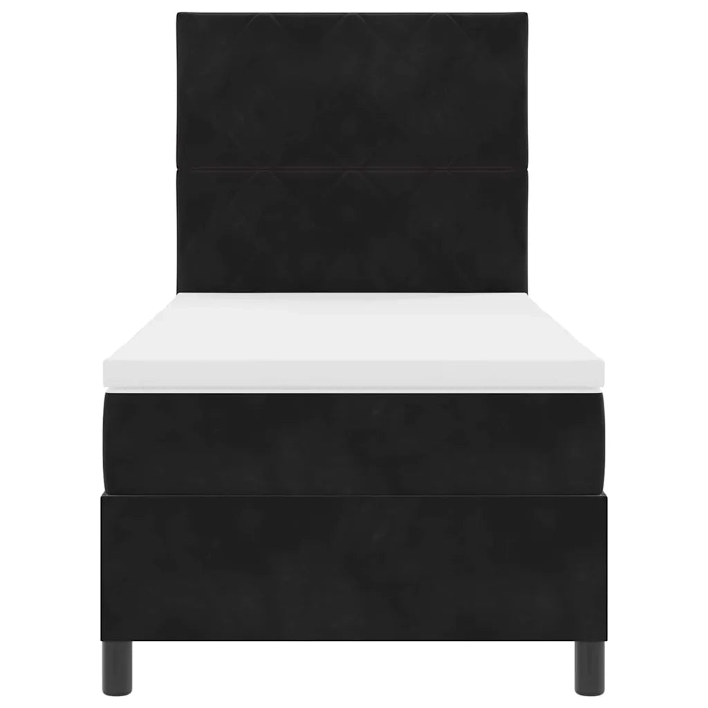 Letto a Sorgente LED con materasso Nero 90 x 200 cm Velluto 3343354