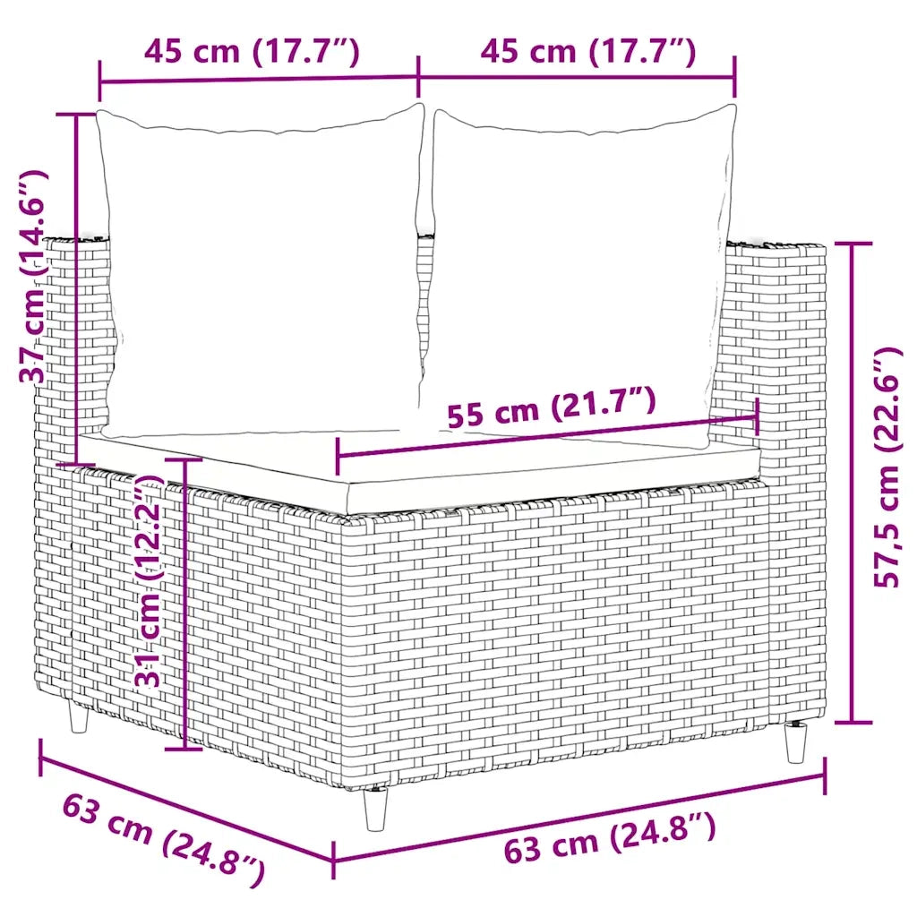Set Divano da Giardino 3 pz con Cuscini Marrone in Polyrattan 3308454