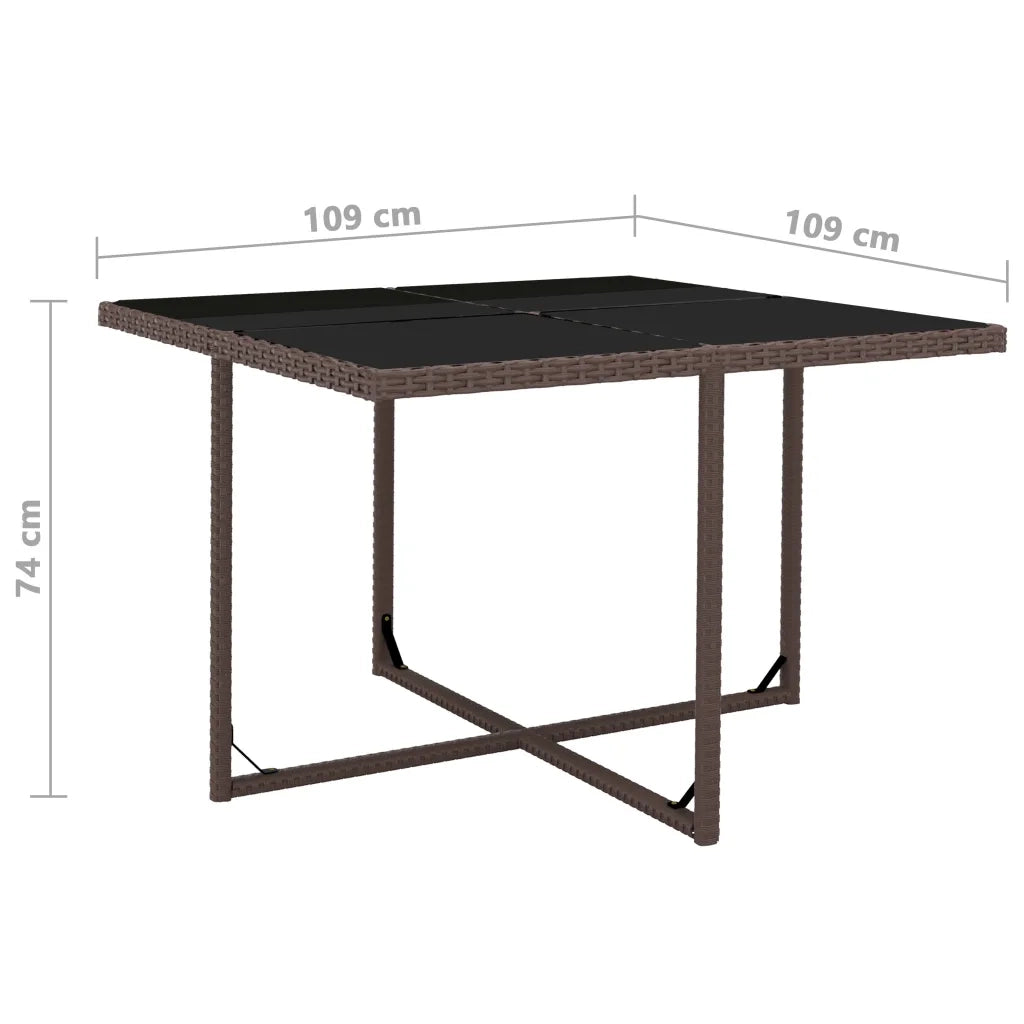 Set da Pranzo da Giardino 9 pz con Cuscini Polyrattan Marrone 42544