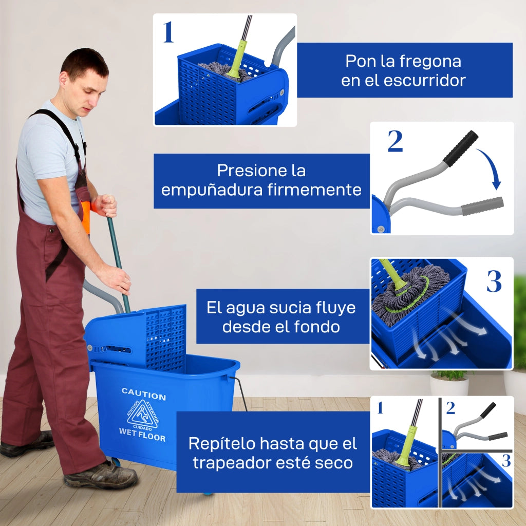 Secchio Lavapavimenti con Ruote 20 L ¨C Minimal ¨C Azzurro