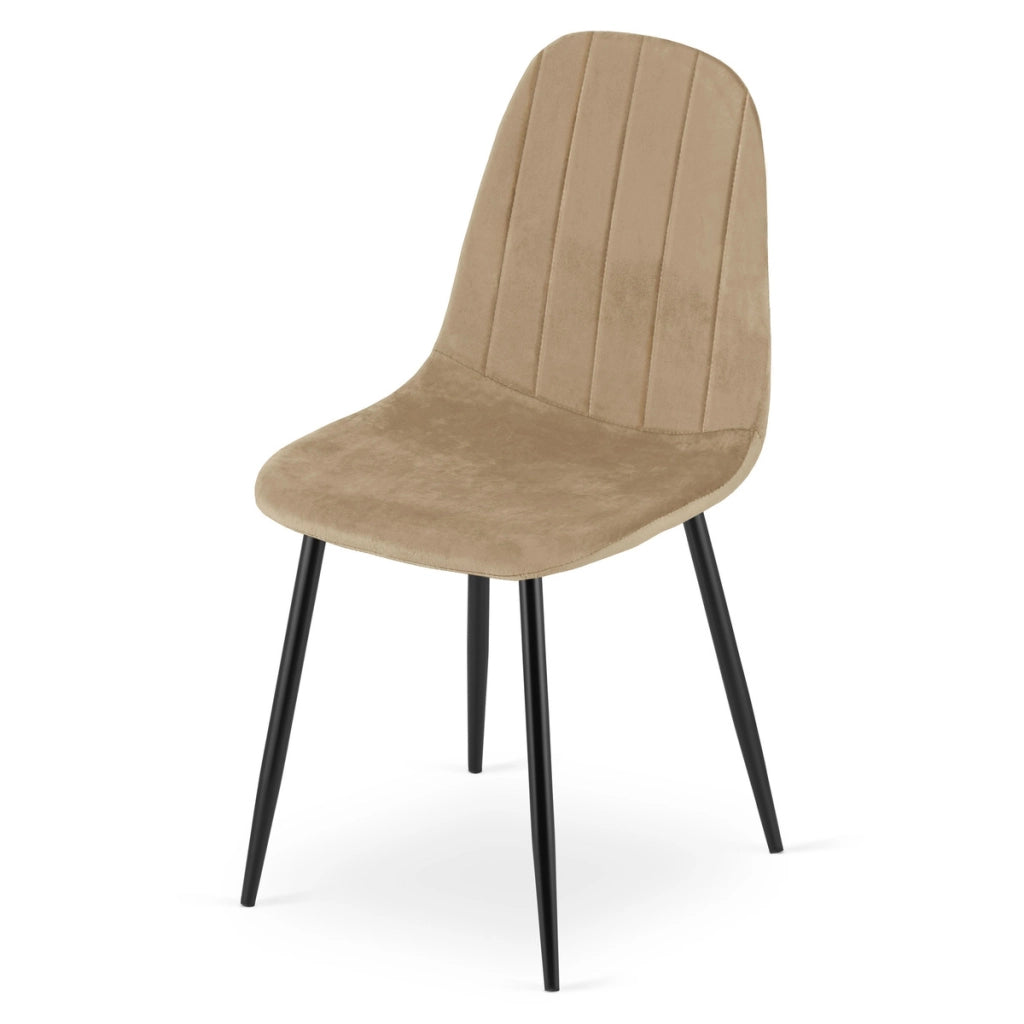 Sedia Padva in velluto marrone con gambe in metallo nero