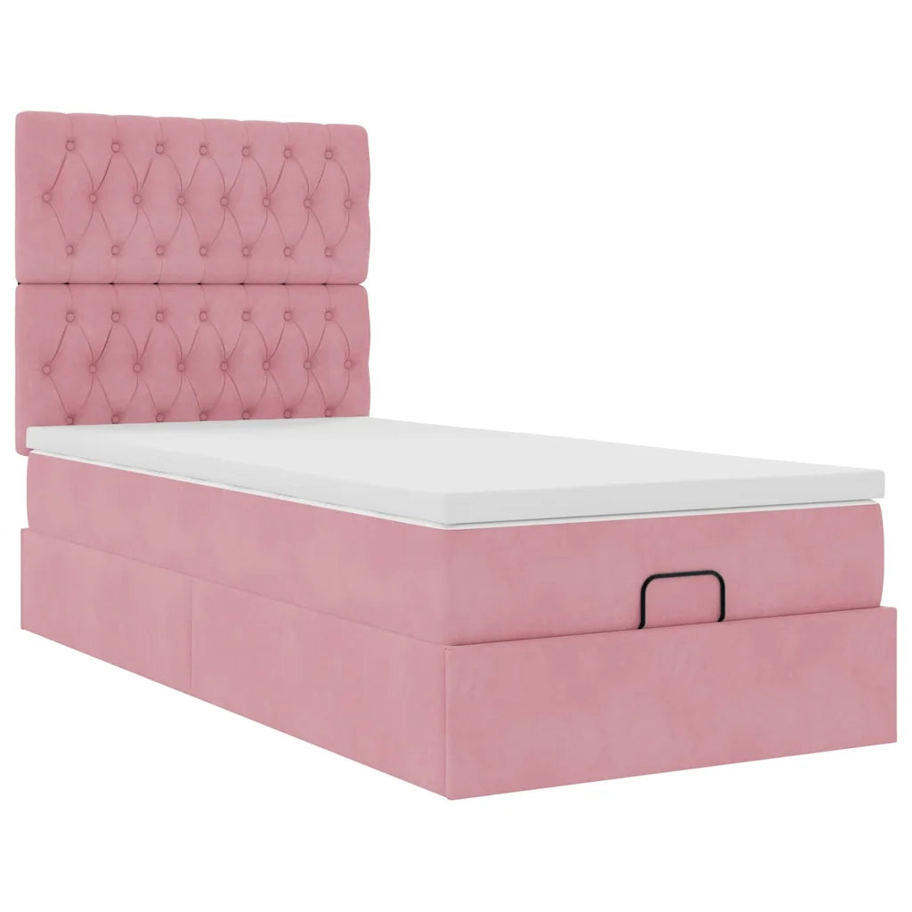 Struttura Letto Pouf con Materassi Rosa 100x200 cm Velluto 3313528