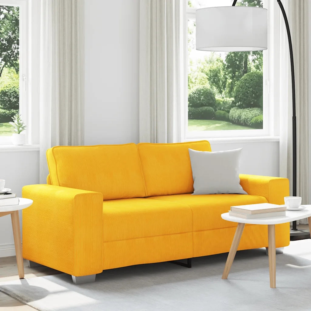 Divano Divanetto Giallo Chiaro 180x77x82cm Tessuto di Velluto a Coste 4105205